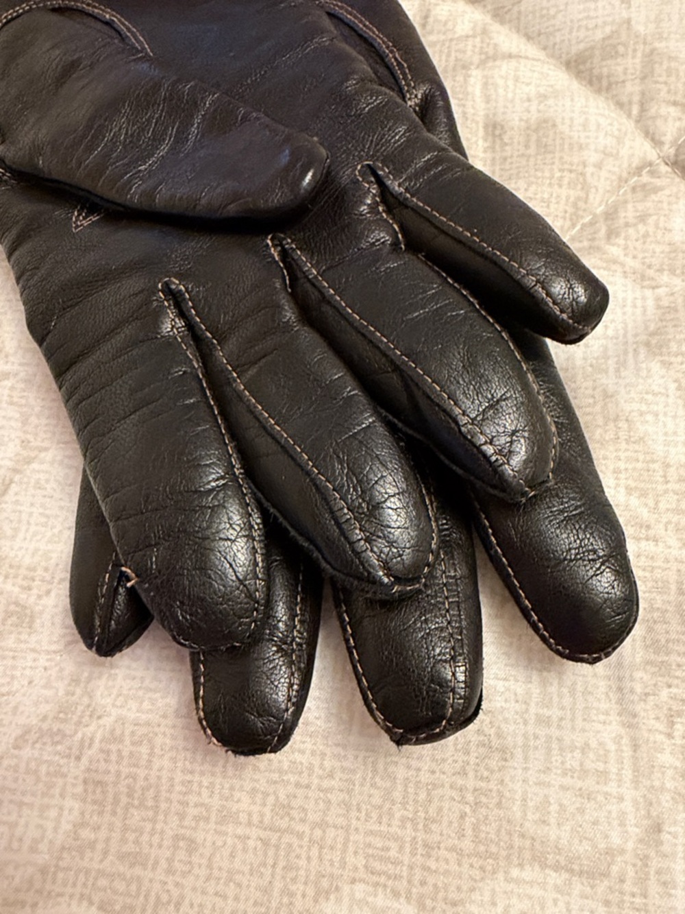 Coach Chocolate Brown Leather Gloves with Gold-Tone Button Accents - Picture 7 of 7